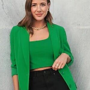 Green Squareneck Double Lined Cropped Tank Top